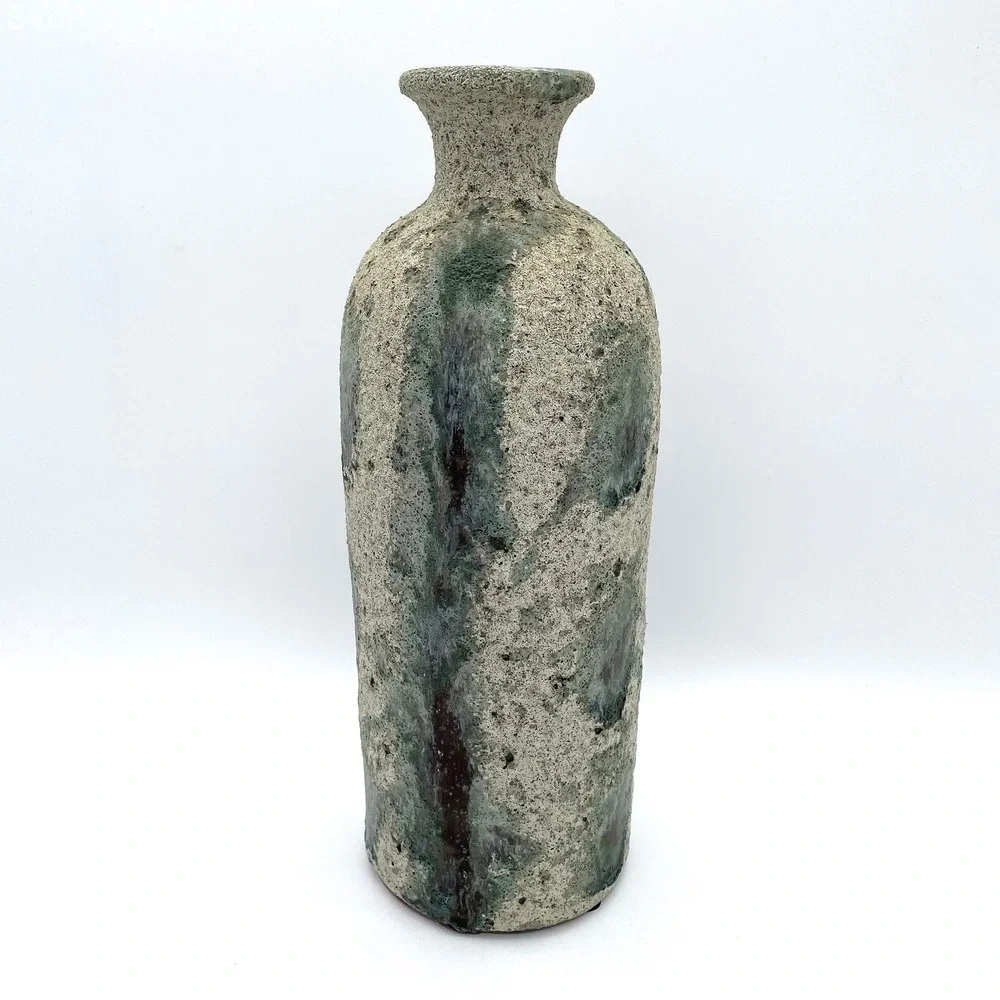Vintage Studio Pottery Ceramic Vase Brutalist Lava Glaze Hand-Thrown 12.5